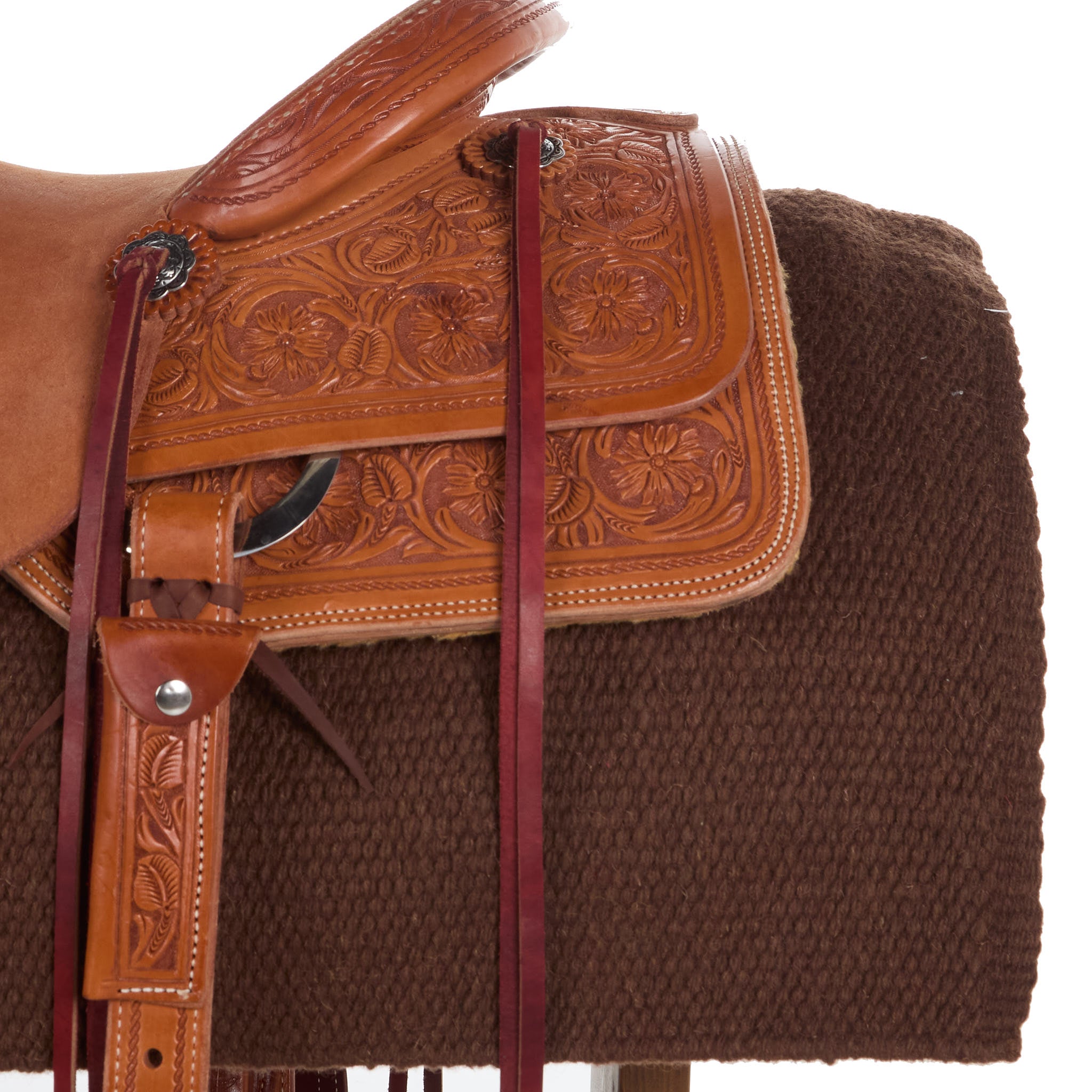 1314-24 San Juan Solid Chocolate Brown 36x34 New Zealand Wool Saddle Blanket - Mayatex
