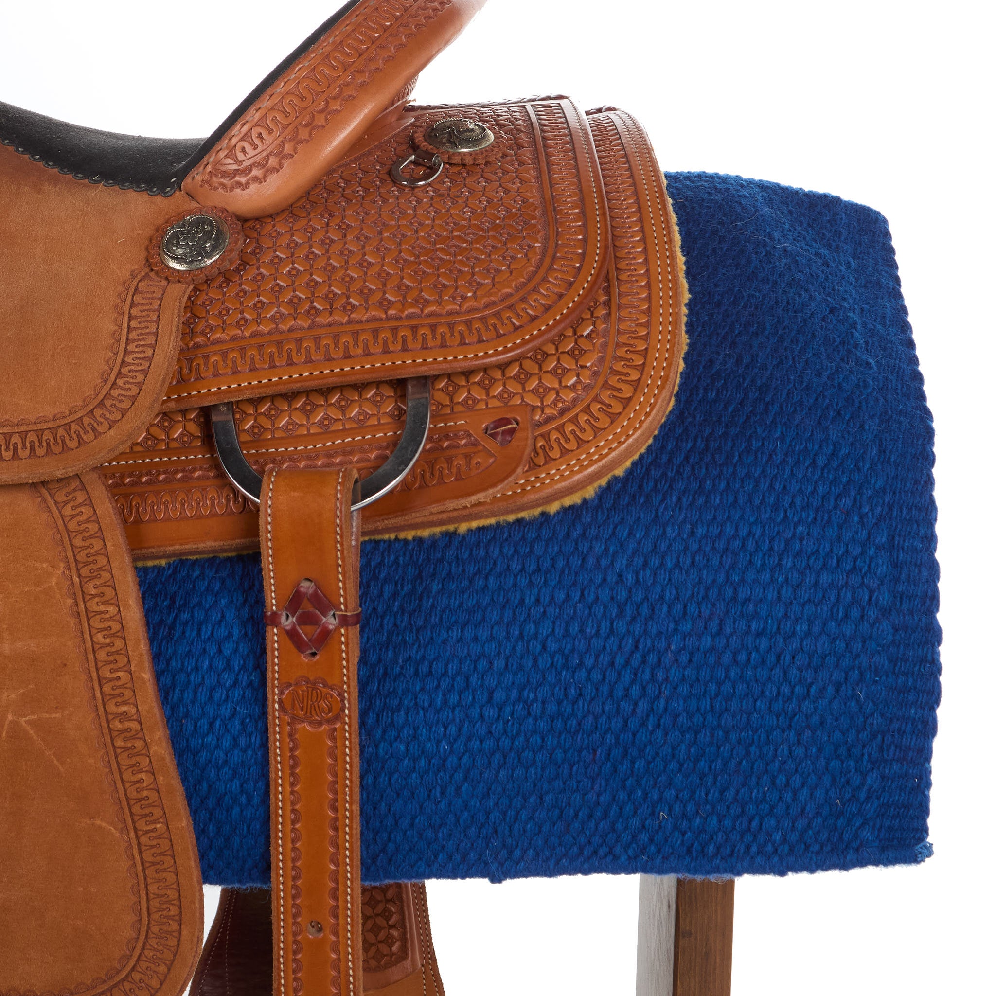 1314-31 San Juan Solid Royal Blue 36x34 New Zealand Wool Saddle Blanket - Mayatex