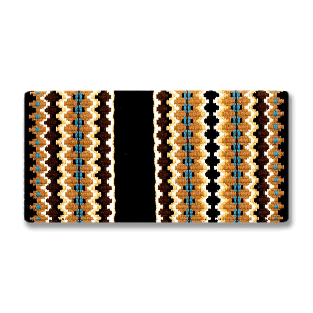 Mayatex Branding Iron 38x34 Inch New Zealand Wool Saddle Blanket – Black/Red/Ecru/Cream (1459)