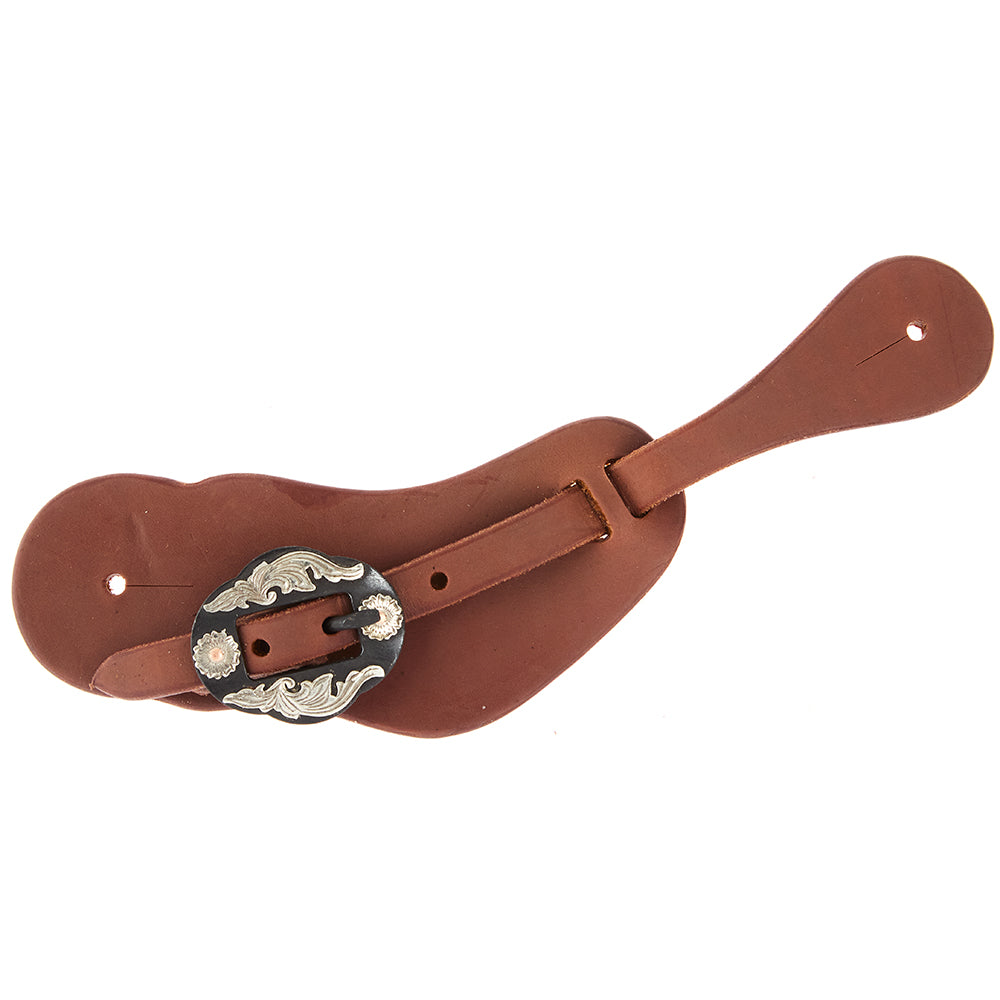 Mens Heavy Oiled Cowboy Spur Straps With Double Flower Buckles - Mayatex