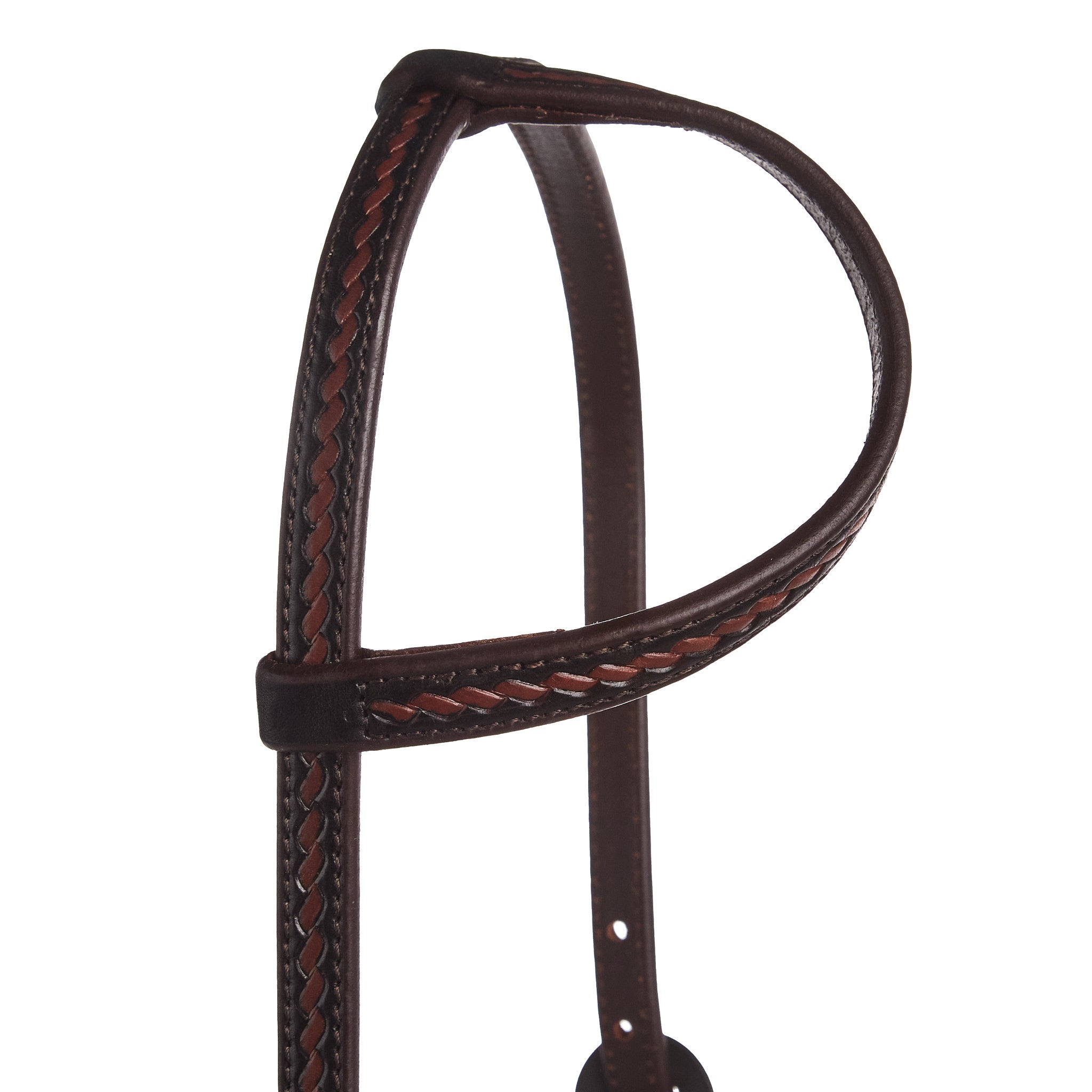Heavy Oiled Rope Tooling Double Flower Buckle Single Ear Headstall - Mayatex