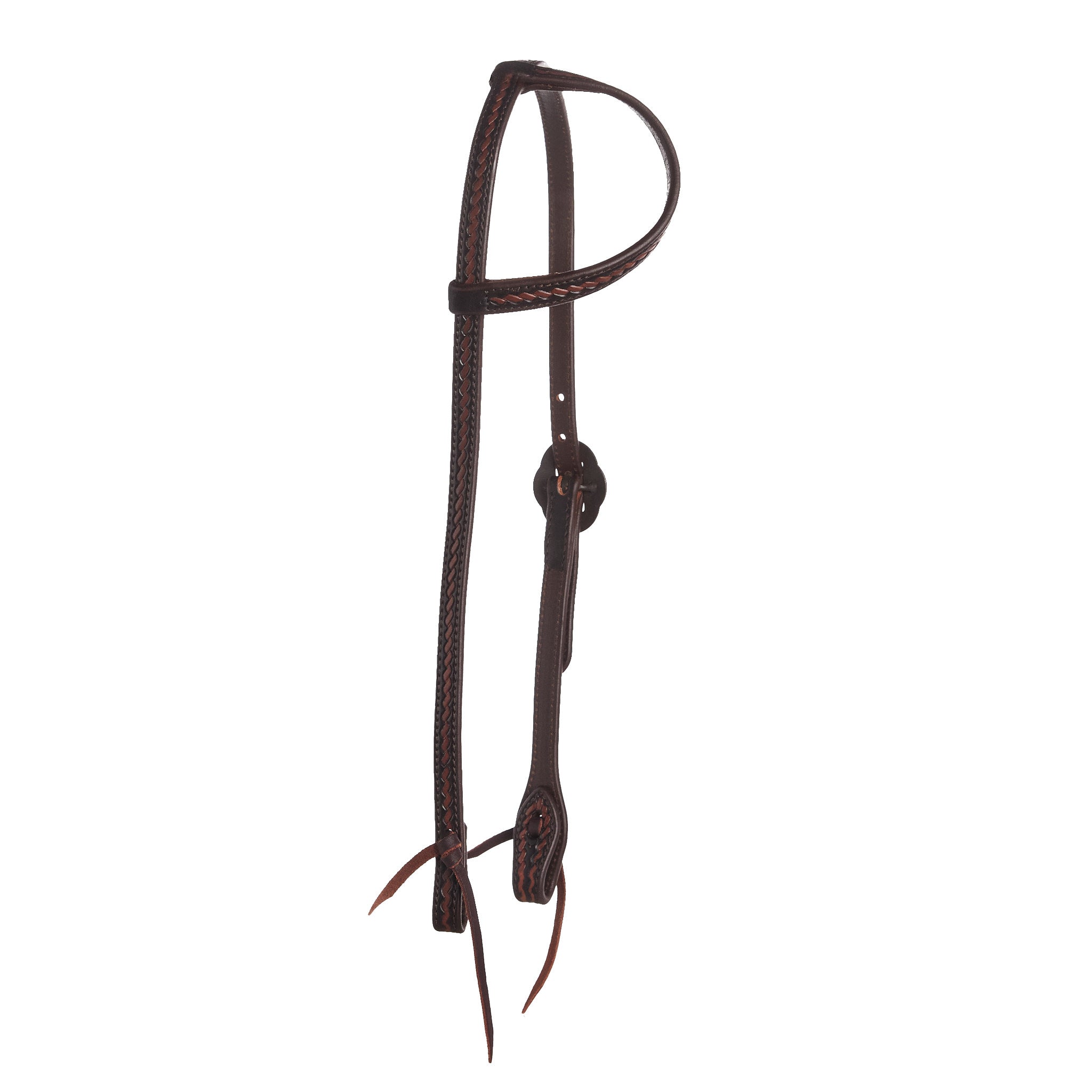 Heavy Oiled Rope Tooling Double Flower Buckle Single Ear Headstall - Mayatex