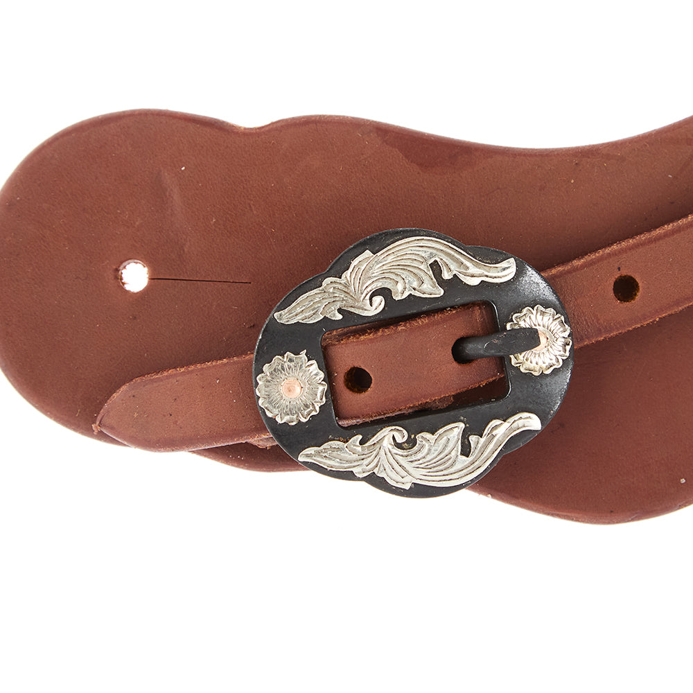 Mens Heavy Oiled Cowboy Spur Straps With Double Flower Buckles - Mayatex