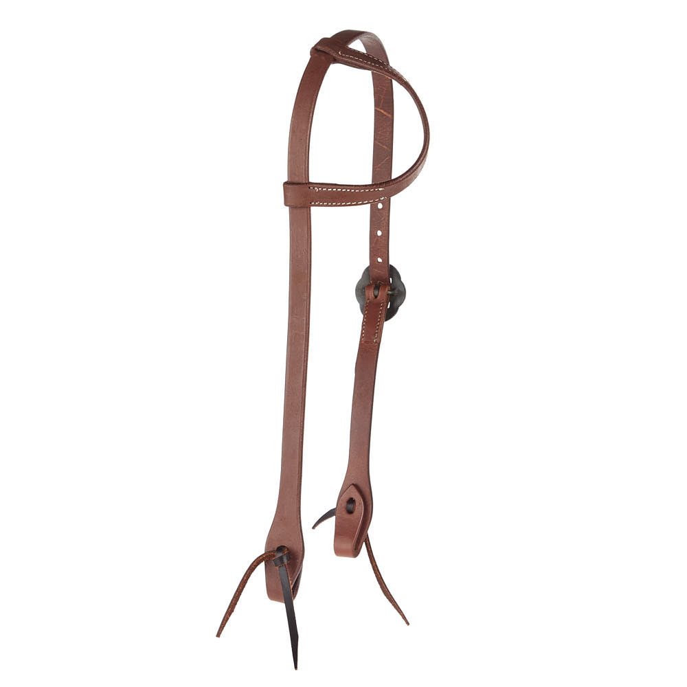 Heavy Oil Harness Leather Double Flower Buckle Single Ear Headstall - Mayatex