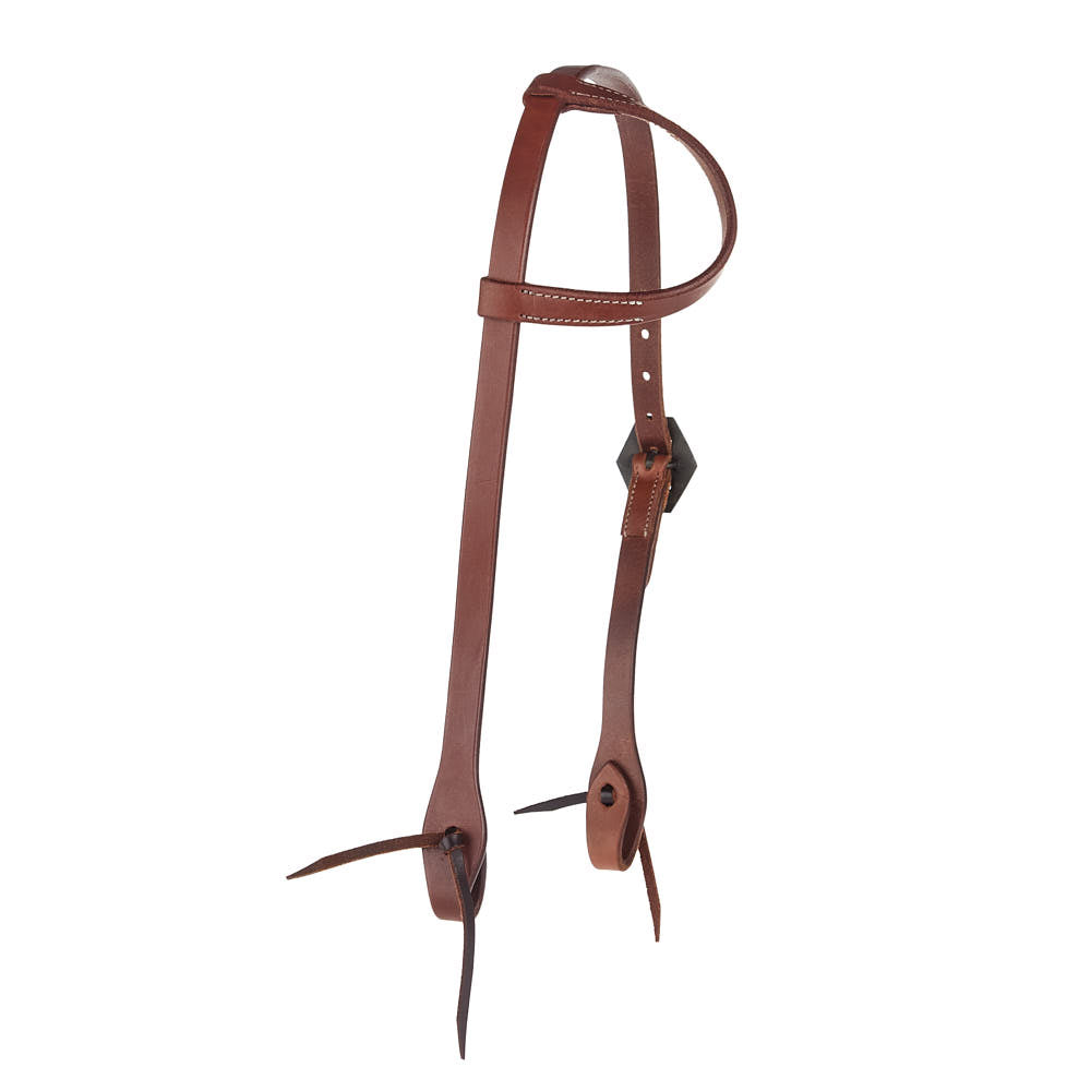 Heavy Oil Harness Leather Floral Diamond Single Buckle Single Ear Headstall - Mayatex