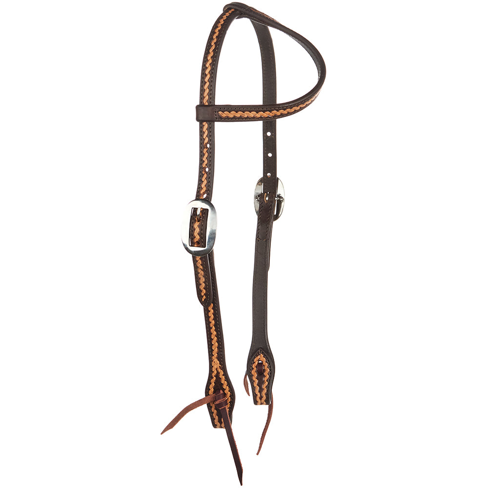 Medium Oil Rope Tooled 5 8 Single Ear Headstall - Mayatex