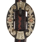 Heavy Oiled Rope Tooling Floral Bar Double Buckle Single Ear Headstall - Mayatex