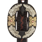 Heavy Oiled Rope Tooling Floral Double Buckle Single Ear Headstall - Mayatex