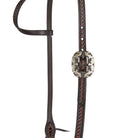 Heavy Oiled Rope Tooling Silver Scroll Double Buckle 5 8 Inch Single Ear Headstall - Mayatex