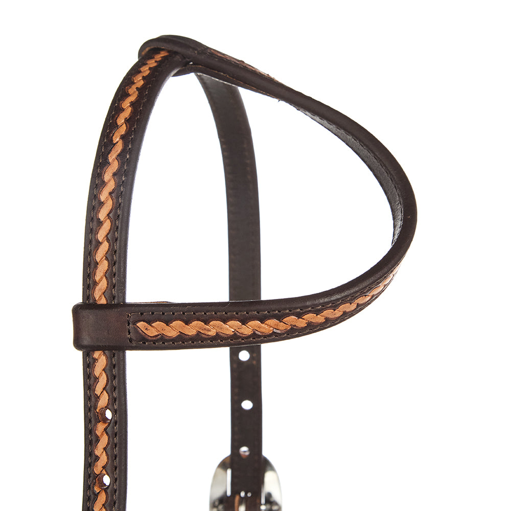 Medium Oil Rope Tooled 5 8 Single Ear Headstall - Mayatex