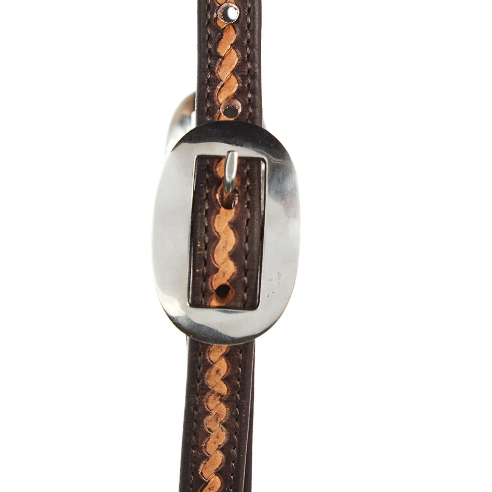 Medium Oil Rope Tooled 5 8 Single Ear Headstall - Mayatex