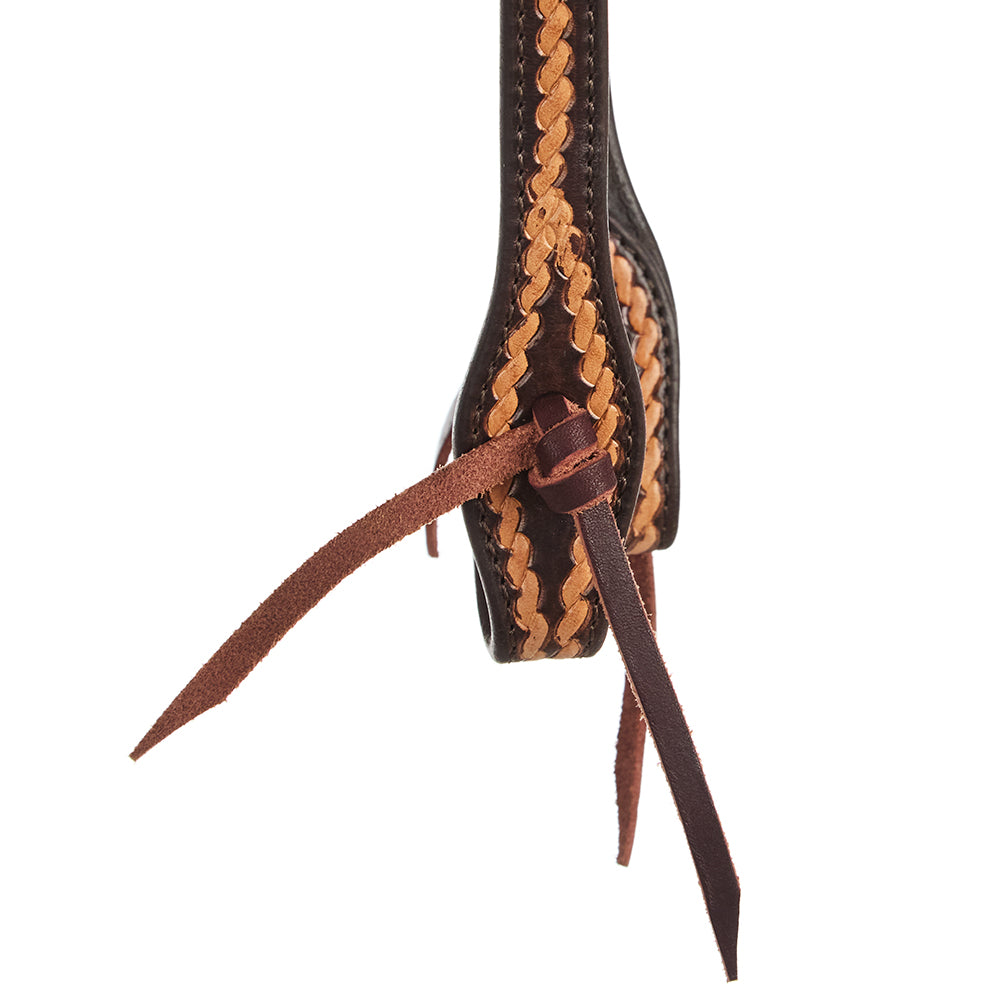 Medium Oil Rope Tooled 5 8 Single Ear Headstall - Mayatex