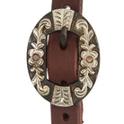 Heavy Oil Harness Leather Floral Silver Bar Single Buckle Single Ear Headstall - Mayatex