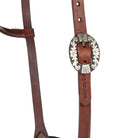 Heavy Oil Harness Leather Floral Silver Bar Single Buckle Single Ear Headstall - Mayatex
