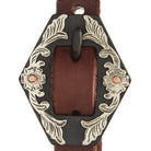 Heavy Oil Harness Leather Floral Diamond Single Buckle Single Ear Headstall - Mayatex